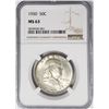 Image 1 : 1950 50C Franklin Half Dollar NGC MS63