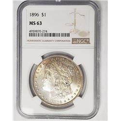 1896-P Morgan Silver Dollar $ NGC MS 63