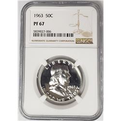 1963 50C Franklin Half Dollar NGC PF67