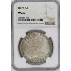1889 NGC MS62 MORGAN SILVER DOLLAR