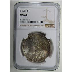 1896-P Morgan Silver Dollar $ NGC MS 62 Nicely Ton