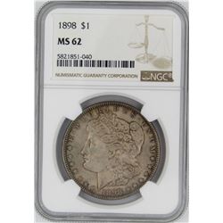 1898 NGC MS62 MORGAN SILVER DOLLAR