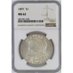 1897 NGC MS62 MORGAN SILVER DOLLAR