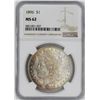 Image 1 : 1896 NGC MS62 MORGAN SILVER DOLLAR