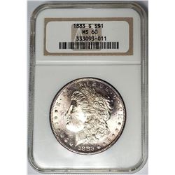1883-S Morgan Silver Dollar $1 NGC MS60