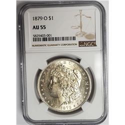 1879-O Morgan Silver Dollar $1 NGC AU55