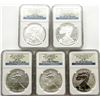 Image 1 : 2011 5 COIN .999 SILVER EAGLE SET 25TH ANNIVERSARY