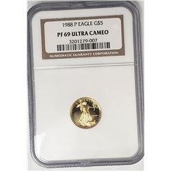 1988 P $5 GOLD EAGLE NGC PF69 ULTRA CAMEO