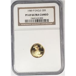 1989 P $5 GOLD EAGLE NGC PF69 ULTRA CAMEO
