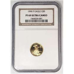 1990 P $5 GOLD EAGLE NGC PF69 ULTRA CAMEO