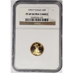 1993 P $5 GOLD EAGLE NGC PF69 ULTRA CAMEO