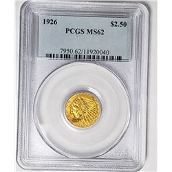 1926 $2.50 GOLD INDIAN PCGS MS62