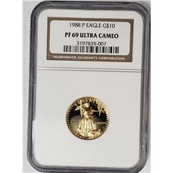 1988 P $10 GOLD EAGLE NGC PF69 ULTRA CAMEO