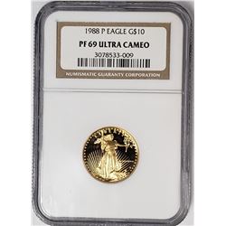 1988 P $10 GOLD EAGLE NGC PF69 ULTRA CAMEO