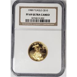 1988 P $10 GOLD EAGLE NGC PF69 ULTRA CAMEO