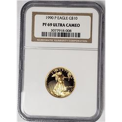 1990 P $10 GOLD EAGLE NGC PF69 ULTRA CAMEO