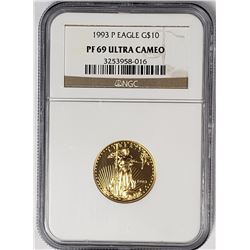 1993 P $10 GOLD EAGLE NGC PF69 ULTRA CAMEO