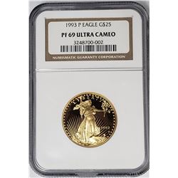 1993 P $25 GOLD EAGLE NGC PF69 ULTRA CAMEO