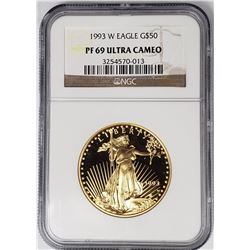 1993 W $50 GOLD EAGLE NGC PF69 ULTRA CAMEO