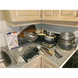Kitchen pots and cookie sheets
