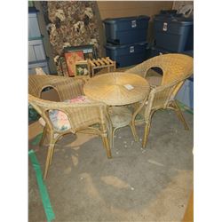 Wicker patio table & 2 chairs