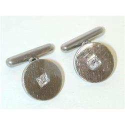 2306 CARTIER PARIS 18KW Gold Cufflinks w/ Diamonds