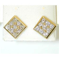4208 18K Gold Post Earrings w/ Diamonds