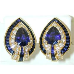 2914 VCA 18K Gold Sapphire/Diamond Earrings