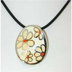 3651 MENEGATTI Silver Enamel Pendant w/Necklace