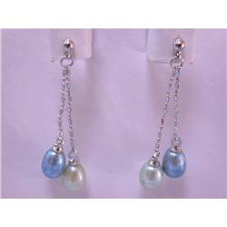 7029 Dangling Pearl and Silver Earrings