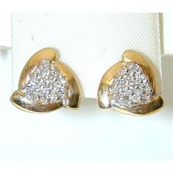 7044 14K Gold Post Earrings w/ Diamonds