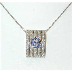 7046 18KW Gold Necklace w/ Sapphire/ Diamonds Pendant