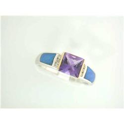 7063 14k Gold Ring with Amethyst and Diamonds