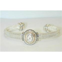 2075 Silver/14k Gold Diamond Bangle