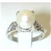 Image 1 : 7077 Platinum Ring w/ Pearl