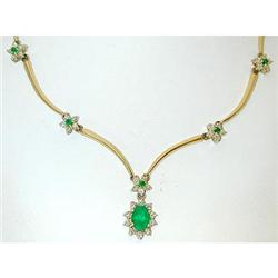 4965 14K Gold Necklace w/Diamond/Emerald