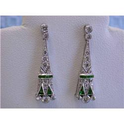 7129 18k White Gold Earrings w/ Diamonds and Tsavorite