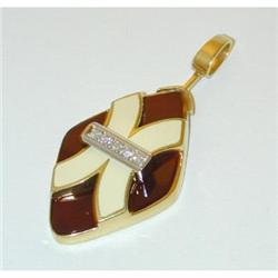 810 SALAVETTI 18k Gold Carne/Enamel/Diamond Pendant