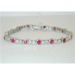 1954 Platinum Gold Ruby Bracelet w/Diamond