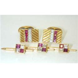 9512 18K Gold Ruby/ Diamonds Dress Sets
