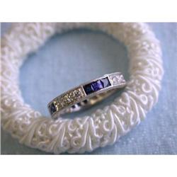 9529 Platinum Ring with Diamonds and Sapphire