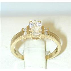 6521 14K Gold White Topaz Ring w/Diamond