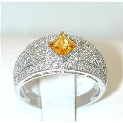 4227 14KW Gold Ring w/Yellow Sapphire/Diamond