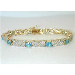 6657 Silver Blue Topaz Bracelet w/Diamond