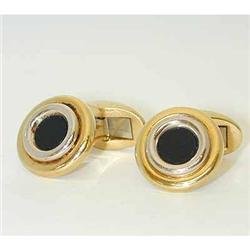7093 TIFFANY & CO. 18K Gold Onyx Cufflinks