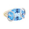 Image 1 : 20.85 ctw Blue Topaz And Diamond Ring - 14KT Yellow Gold