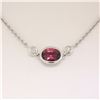 Image 2 : New 18kt White Gold 1.13 ctw GIA Pink Sapphire and Diamond Pendant Necklace