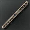 Image 2 : 14k Gold & Platinum Sapphire Open Filigree Fancy Bar Pin Brooch
