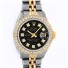 Image 1 : Rolex Ladies 2 Tone Yellow Gold Black Diamond Bezel & 1 ctw Bezel Datejust