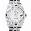 Image 1 : Rolex Mens Stainless Steel Diamond Lugs MOP Diamond & Sapphire Datejust Wristwat